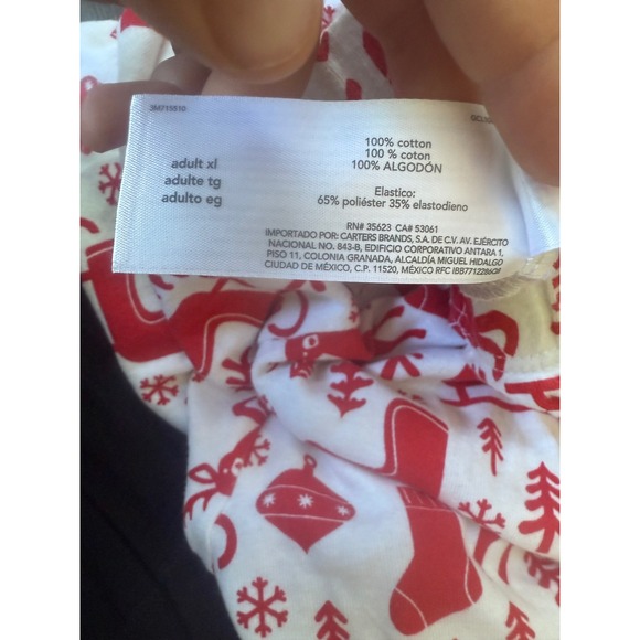 Carter's Adult XL Pajama Set Long Sleeve Top Pants Red Reindeer Sleigh Christmas - Picture 8 of 9